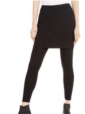 Eileen Fisher Skirt - Skirted Leggings Womens XS Black Stretch Jersey Knit
